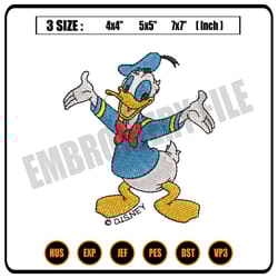 disney character donald duck embroidery file