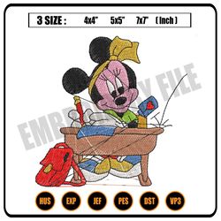 minnie mouse studying embroidery ,png