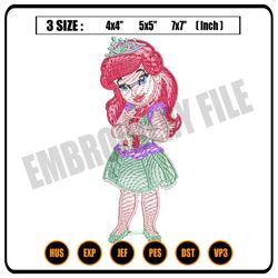 young princess ariel embroidery ,png