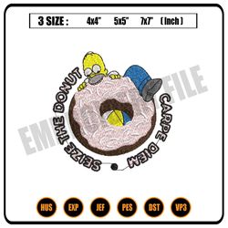 homer simpsons seize the donut embroidery,png