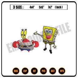 mr. krabs and spongebob embroidery ,png