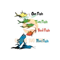 One Fish Two Fish Red Fish Blue Fish SVG, Dr Seuss Svg, Dr Cat Hat SVG, Cat In The Hat SVG