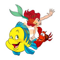 ariel and friends flounder sebastian the little mermaid svg