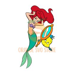 little princess ariel and flounder fish funny clipart svg