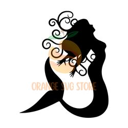 beautiful little mermaid ariel silhouette art svg
