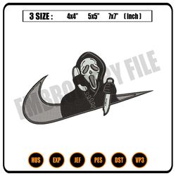 nike x scream ghost face embroidery machine designs png