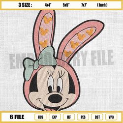 minnie mouse face easter bunny ears embroidery