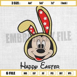 mickey mouse face happy easter bunny ears embroidery