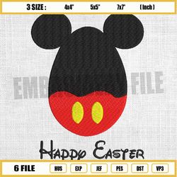 mickey mouse egg happy easter bunny ears embroidery