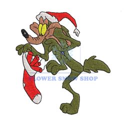 wile e coyote christmas day embroidery