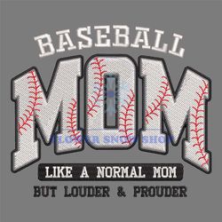 Baseball Mom Like A Normal Mom But Louder And Prouder Embroidery