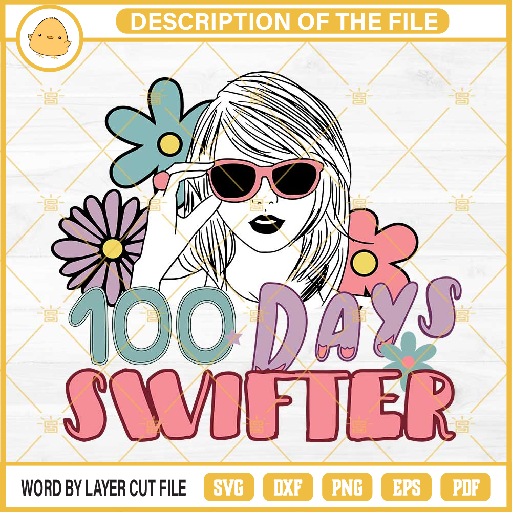 100 Days Swifter SVG, Taylor Swift Happy 100 Days School SVG PNG.jpg