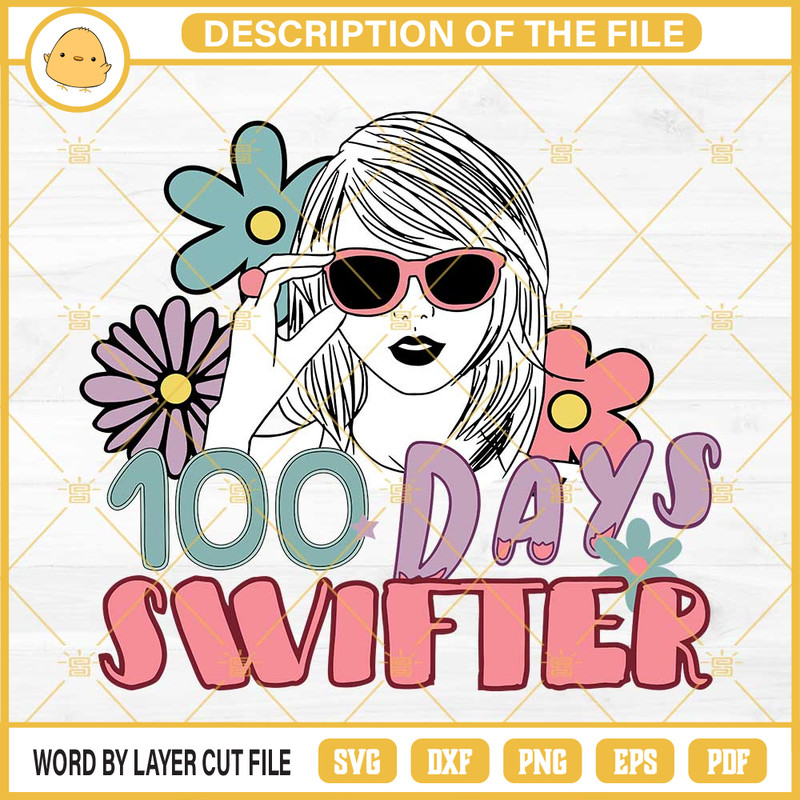 100 Days Swifter SVG, Taylor Swift Happy 100 Days School SVG PNG.jpg