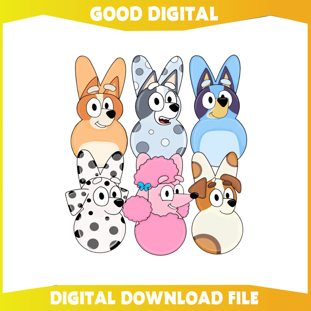 Funny Easter Bluey Friends Bunny Vibes PNG.jpg