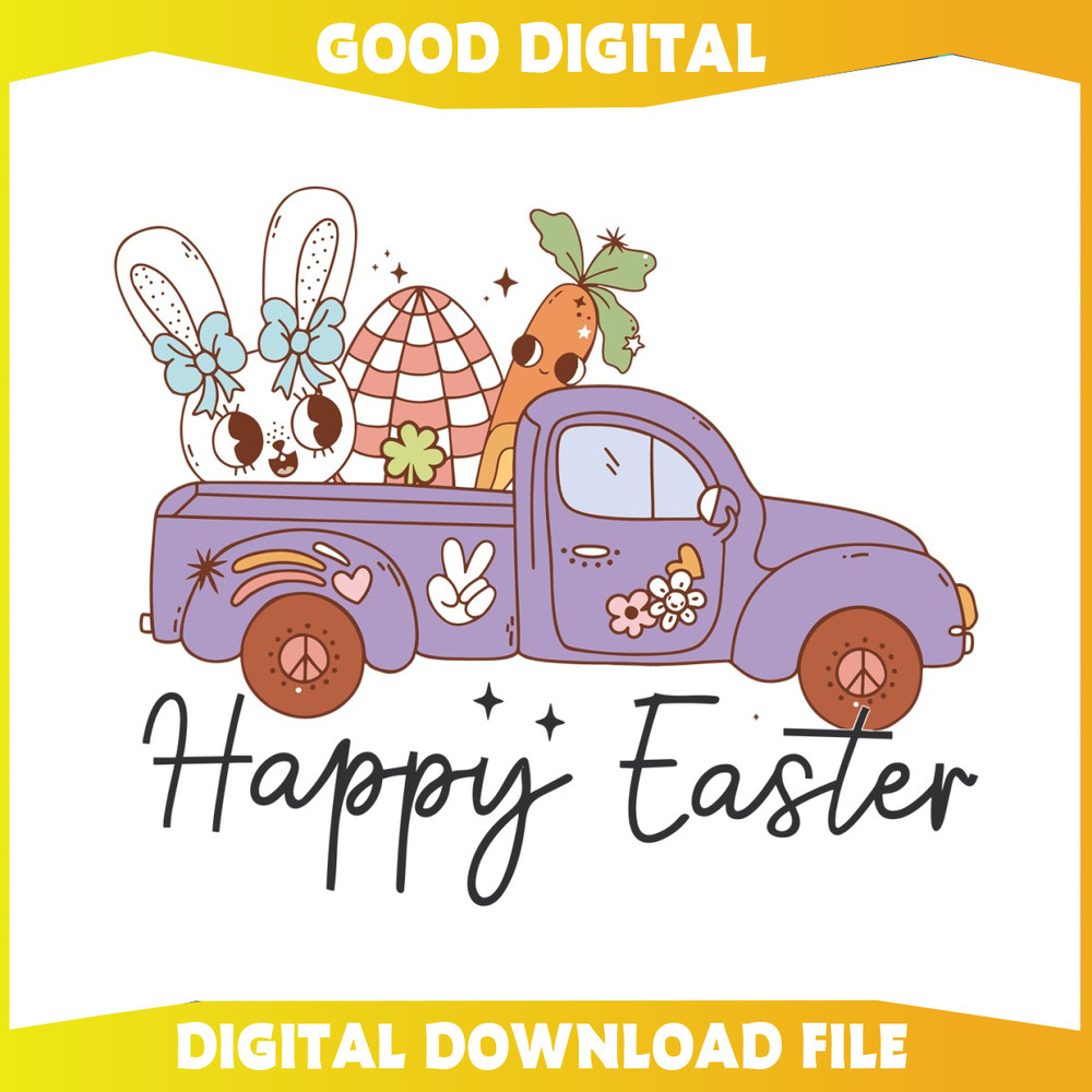 Happy Easter Bunny Easter Truck SVG.jpg