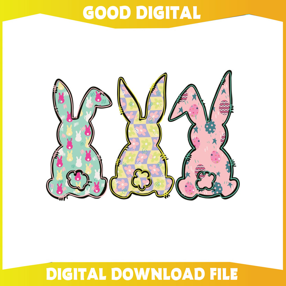 Cute Floral Bunny Easter Happy Easter Day SVG.jpg