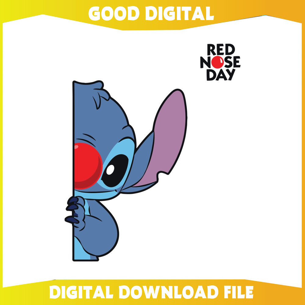 Cute Red Nose Day Peeking Stitch SVG.jpg