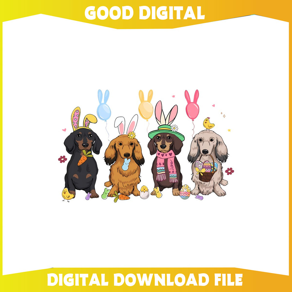 Dog Bunnies Happy Easter Day PNG.jpg