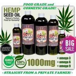 ORGANIC UNREFINED HEMP SEED OIL (PURE COLD PRESSED) from Tophatter