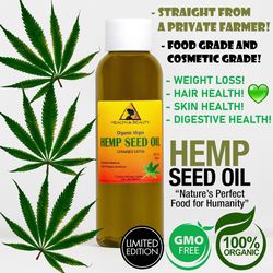 ORGANIC UNREFINED HEMP SEED OIL (PURE COLD PRESSED) Tophatter's Deals