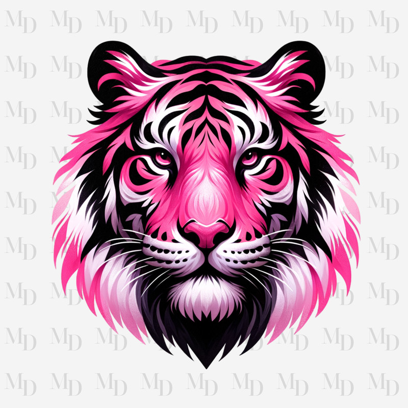 Pink Black And White Tiger Face PNG Clipart Sublimation Tiger Design 0