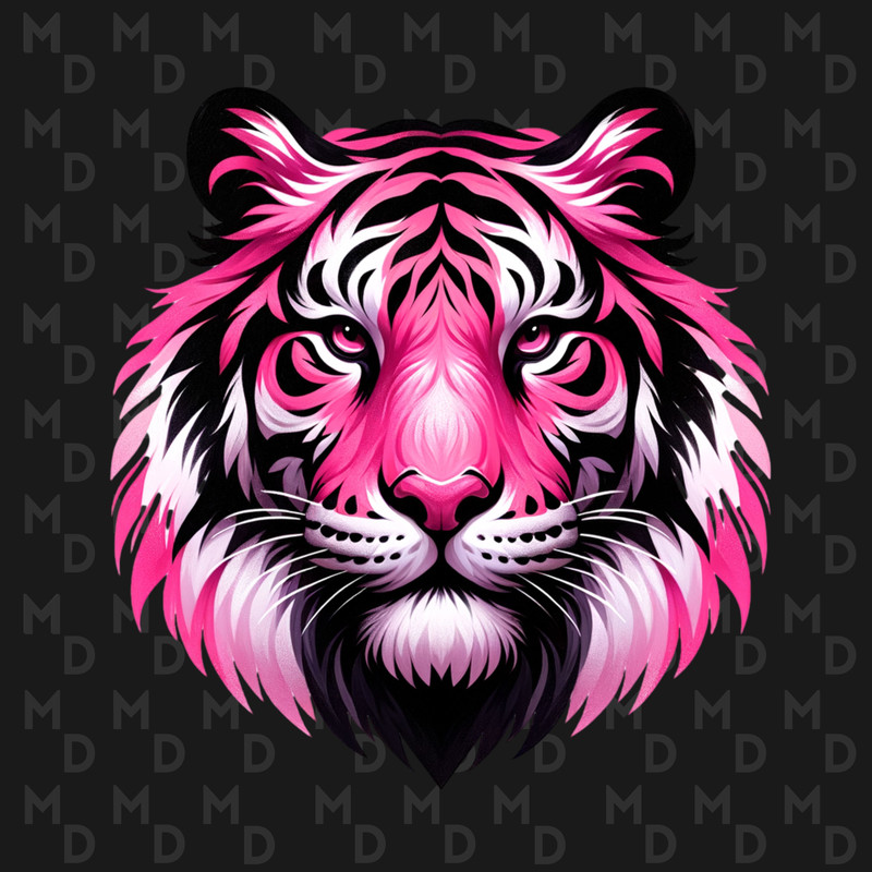 Pink Black And White Tiger Face PNG Clipart Sublimation Tiger Design 1