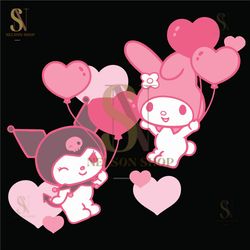 My Melody And Kuromi Valentine Day Hearts Svg, Valentine Svg, Melody Svg, Kuromi Svg, My Melody And Kuromi Svg, Couple S