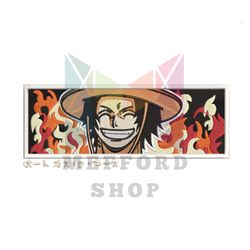 D Ace Flame Rectangle Anime Embroidery Design png