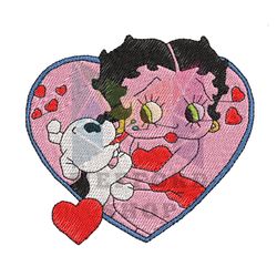 Betty Boop With Dog Machine Embroidery Png