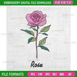 pink rose mother day floral embroidery