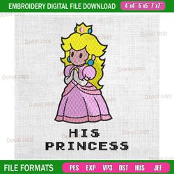 his princess peach super mario bros couple embroidery