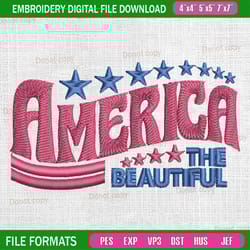 america patriotic the beautiful embroidery, red white and blue, usa independence embroidery, memorial day