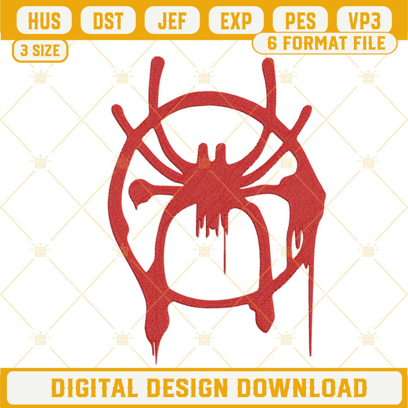 Miles Morales Spider Spray Paint Embroidery Designs, Marvel Spider Man Logo Embroidery Pattern Files.jpg