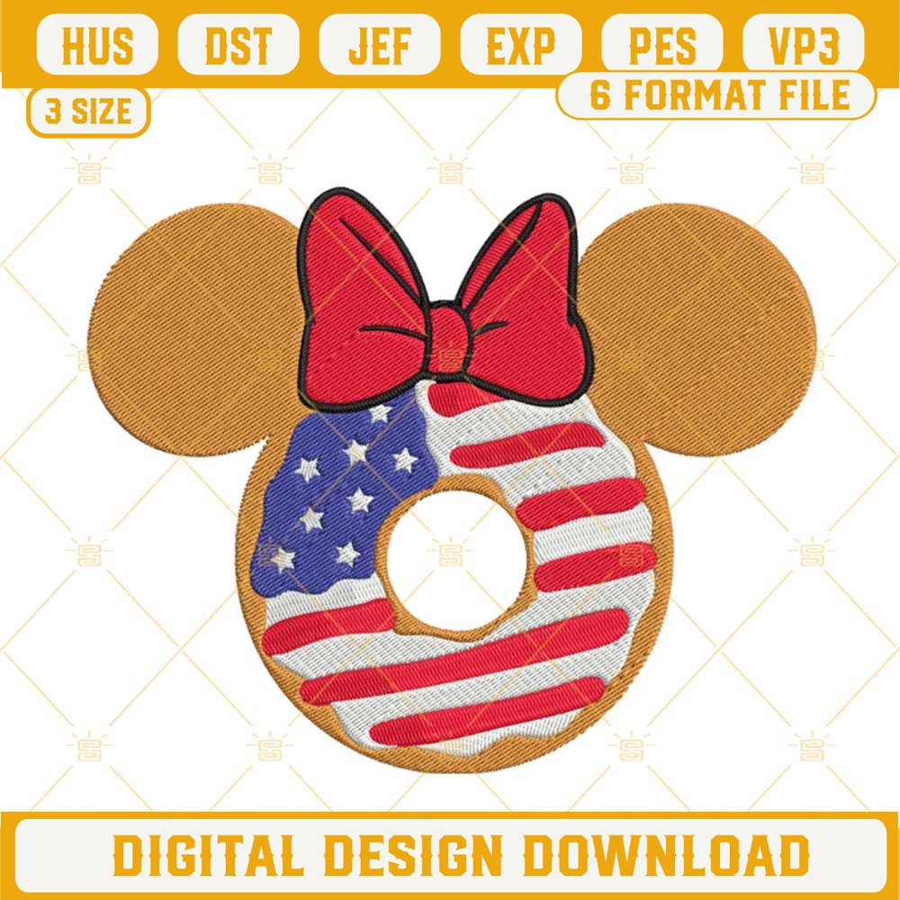Minnie American Flag Donut Embroidery Designs, 4th Of July Disney Machine Embroidery Files.jpg