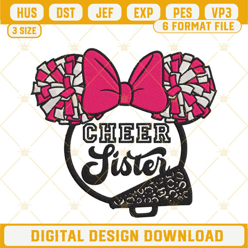 Minnie Cheer Sister Embroidery Designs, Disney Cheerleader Sister Embroidery Files.jpg