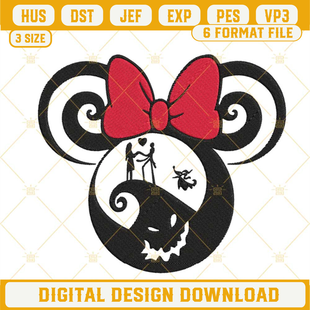 Minnie Ears Nightmare Before Christmas Embroidery Designs, Jack And Sally Machine Embroidery Files.jpg