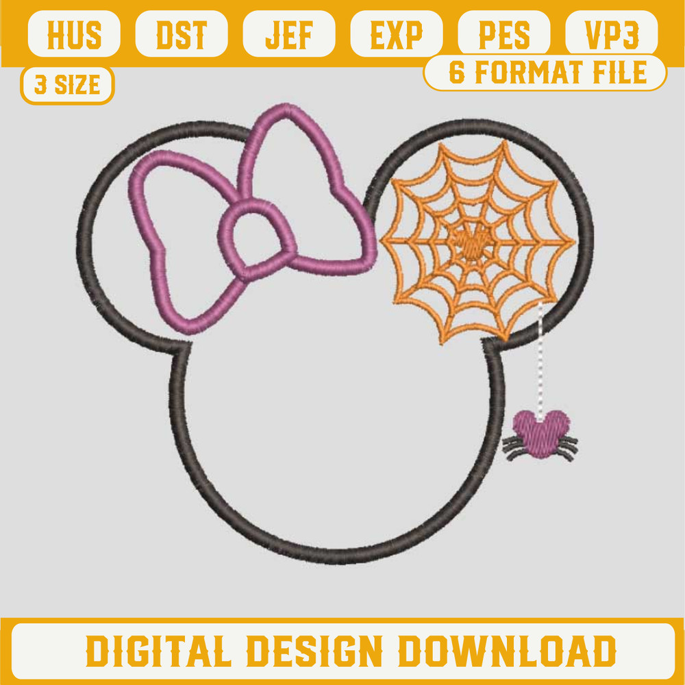 Minnie Halloween Embroidery Design, Minnie Head Halloween Embroidery Files, Halloween Machine Embroidery Design.jpg