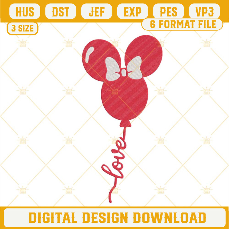 Minnie Mouse Ears Love Balloon Machine Embroidery Designs, Valentines Couple Embroidery Files.jpg