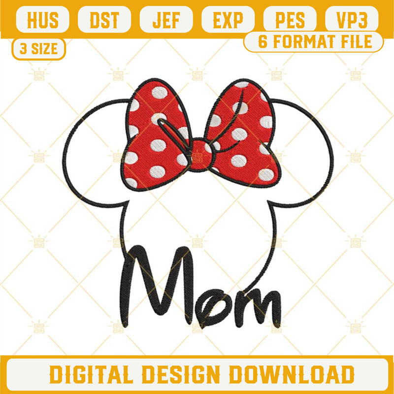 Minnie Mouse Ears Mom Embroidery Designs, Disney Family Vacation Embroidery Files.jpg