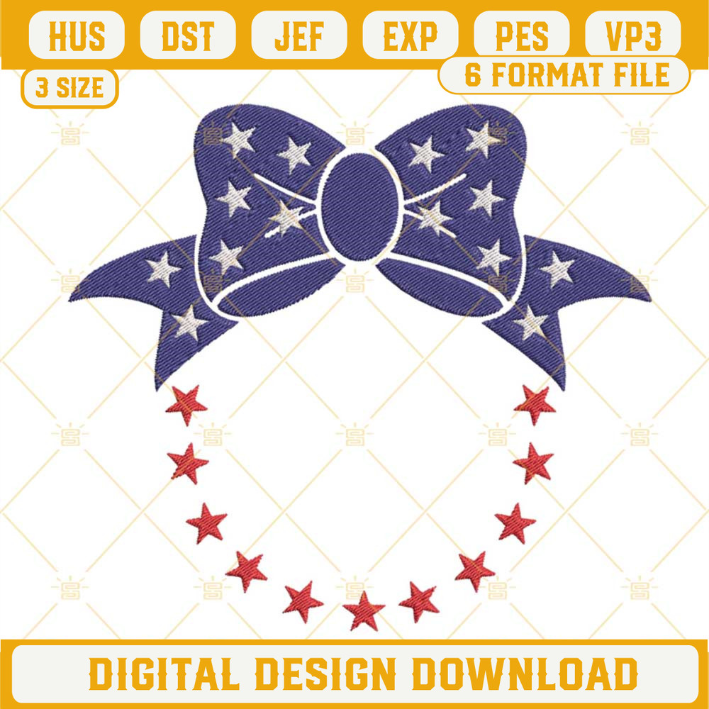 4th Of July Minnie Bow Embroidery Designs, Cute Usa Patriotic Machine Embroidery Files.jpg