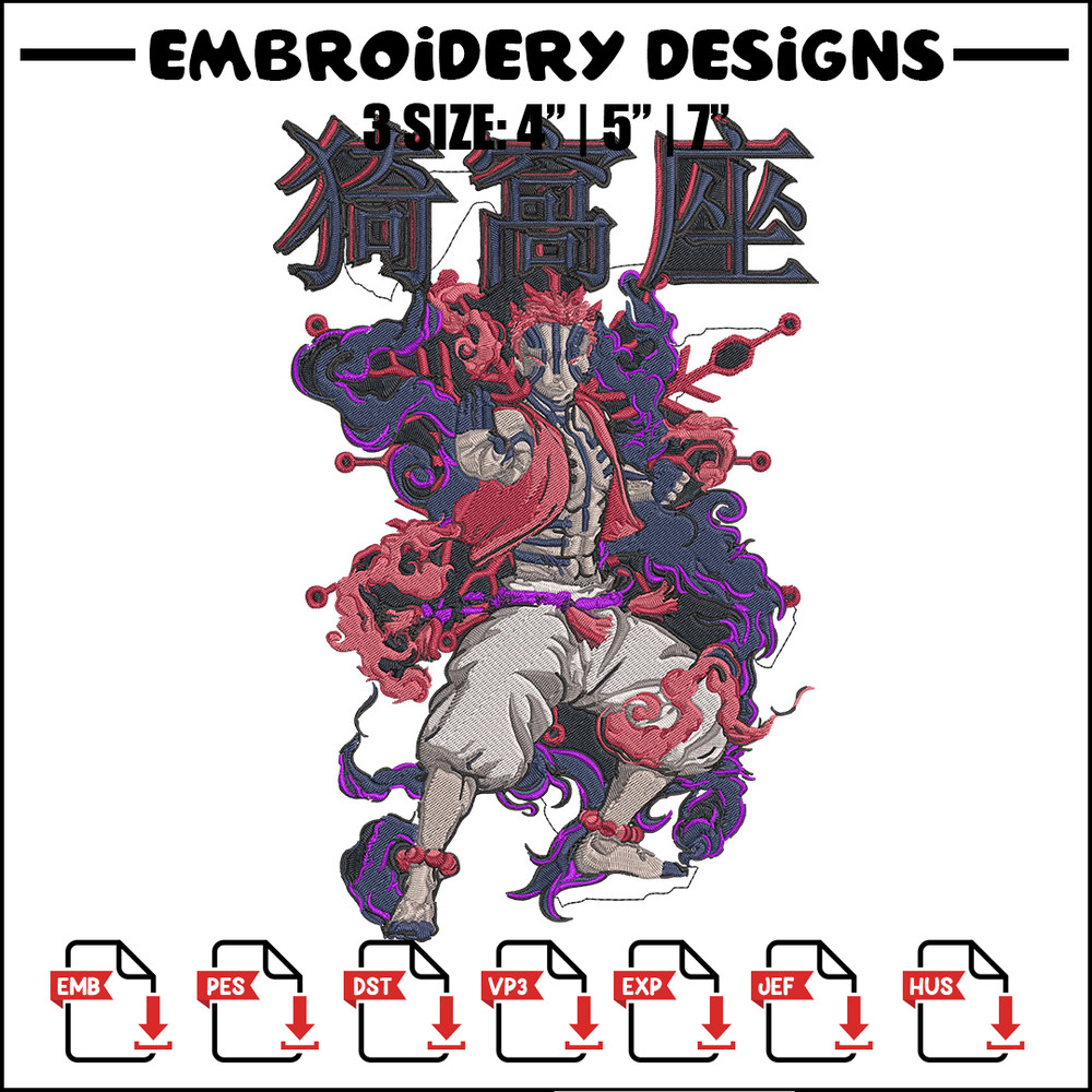 Akaza poster Embroidery Design, Demon slayer Embroidery, Embroidery File, Anime Embroidery, Digital download.jpg