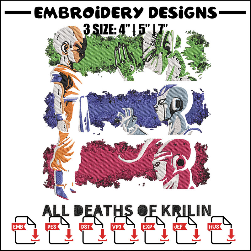 All deaths of krilin Embroidery Design, Dragonball Embroidery, Embroidery File, Anime Embroidery, Digital download.jpg