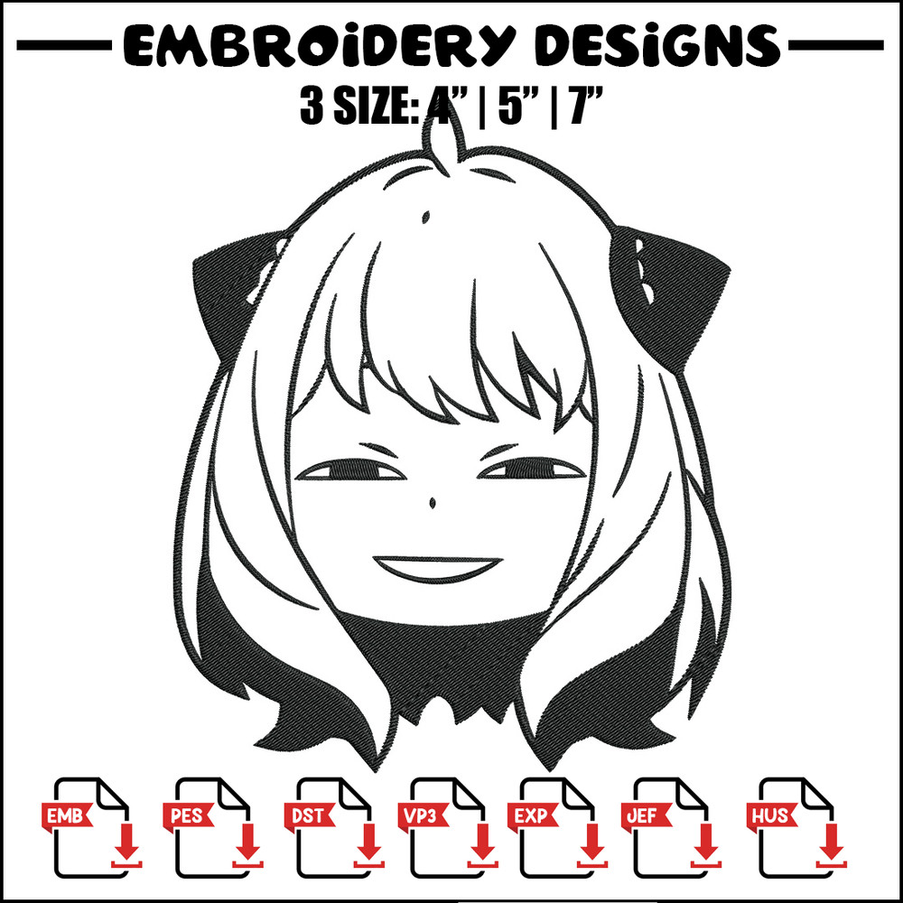 Anya meme Embroidery Design, Spy x family Embroidery, Embroidery File, Anime Embroidery, Anime shirt, Digital download.jpg