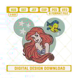ariel disney princess embroidery designs, the little mermaid embroidery design file.jpg