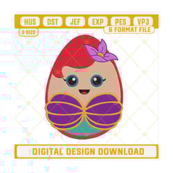 ariel easter egg embroidery design, disney princess easter embroidery file.jpg