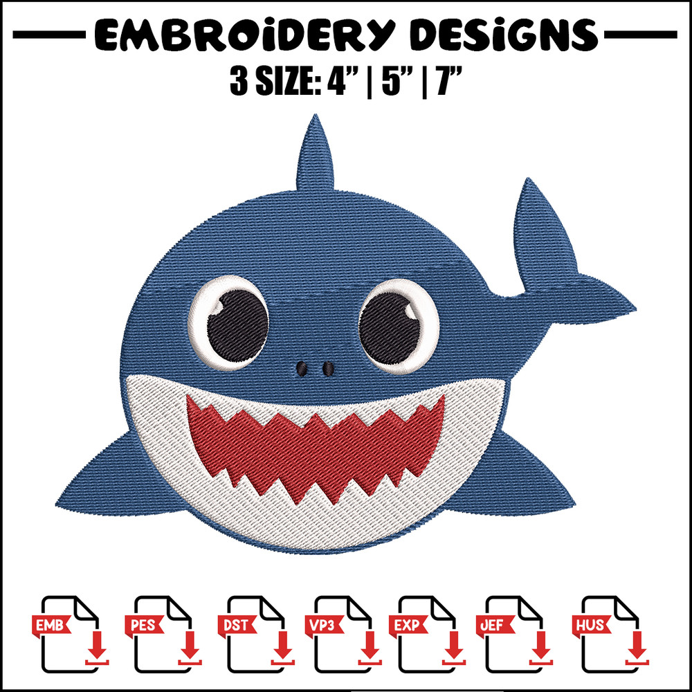 Baby Shark Embroidery Design, Shark Embroidery, cartoon shirt, Embroidery File, Embroidery design, Digital download..jpg