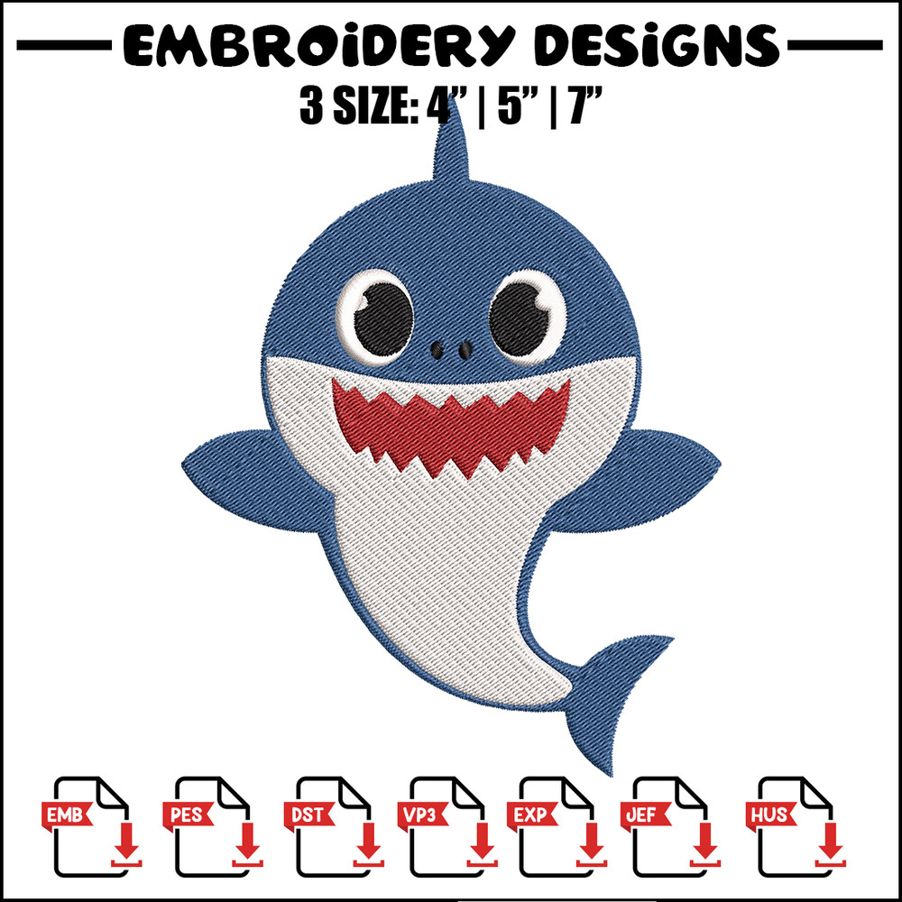 Baby Shark Embroidery Design, Shark Embroidery, Embroidery File, Embroidery design, Digital download..jpg