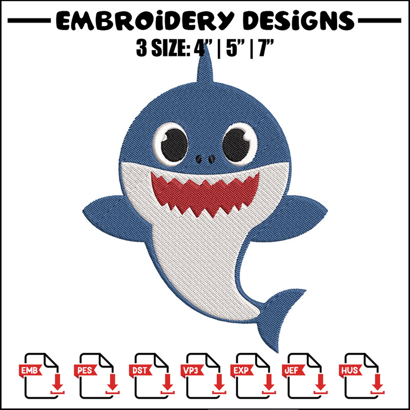 Baby Shark Embroidery Design, Shark Embroidery, Embroidery File, Embroidery design, Digital download..jpg
