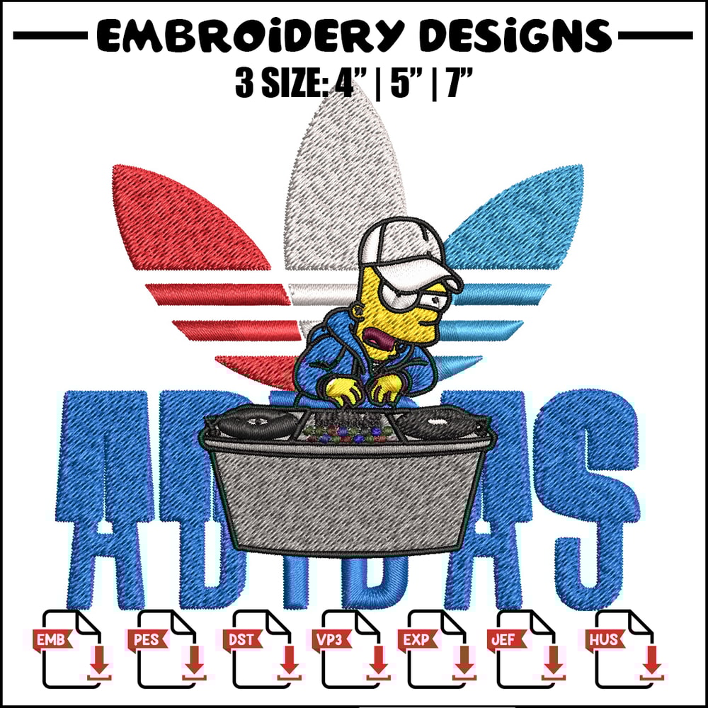 Bart dj adidas Embroidery Design, Adidas Embroidery, Brand Embroidery, Embroidery File, Logo shirt, Digital download.jpg