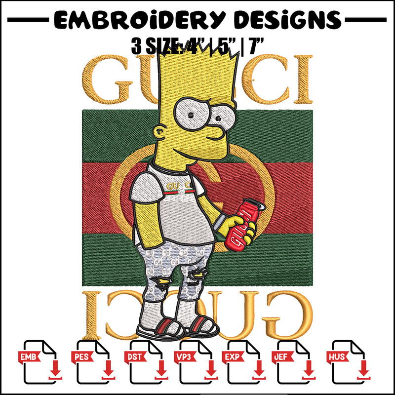 Bart gucci Embroidery Design, Gucci Embroidery, Embroidery File, Logo shirt, Sport Embroidery, Digital download.jpg